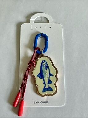 LEITH Blue Fish Bag Charm with Red Tassel